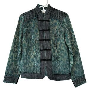 Coldwater creek cheongsam jacket manderin neckline embroidered tapestry XS